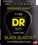DR Strings Black Beauties Acoustic Guitar Strings Custom Light 11-50